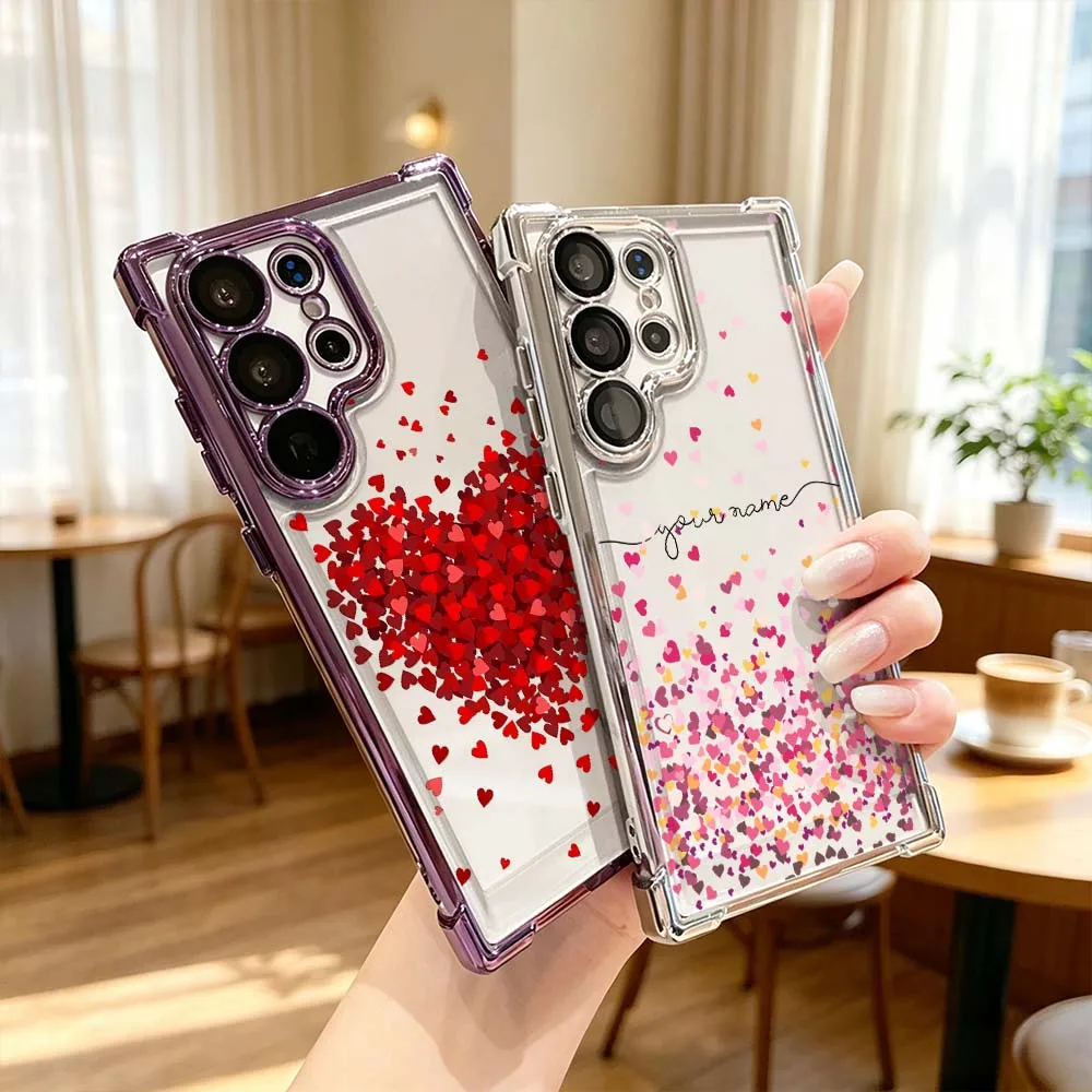Innovative Heart Pattern Cover For Samsung Galaxy S26 S25 S24 S23 S22 Ultra FE Plus Electroplating Anti Fall Phone Case