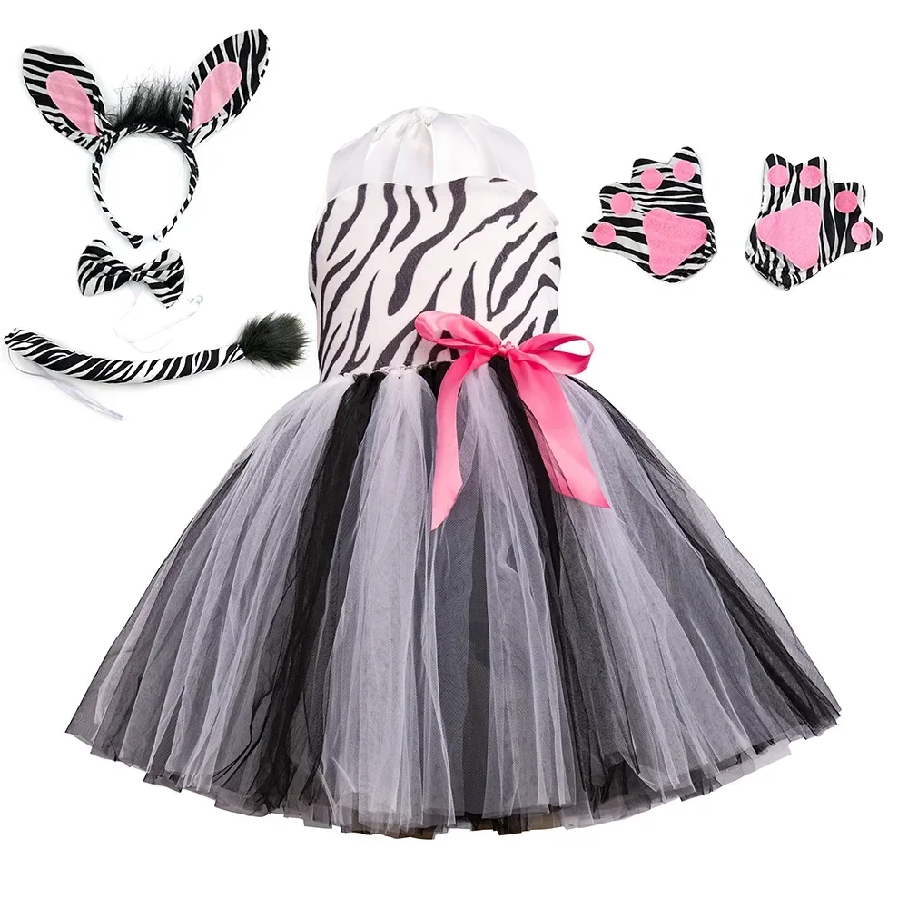 Set Leopard Girls Tutu Dress Outfit Zoo Animal Kid Cosplay Costumes Toddler Baby Girl Performance Birthday Jungle Party Dresses