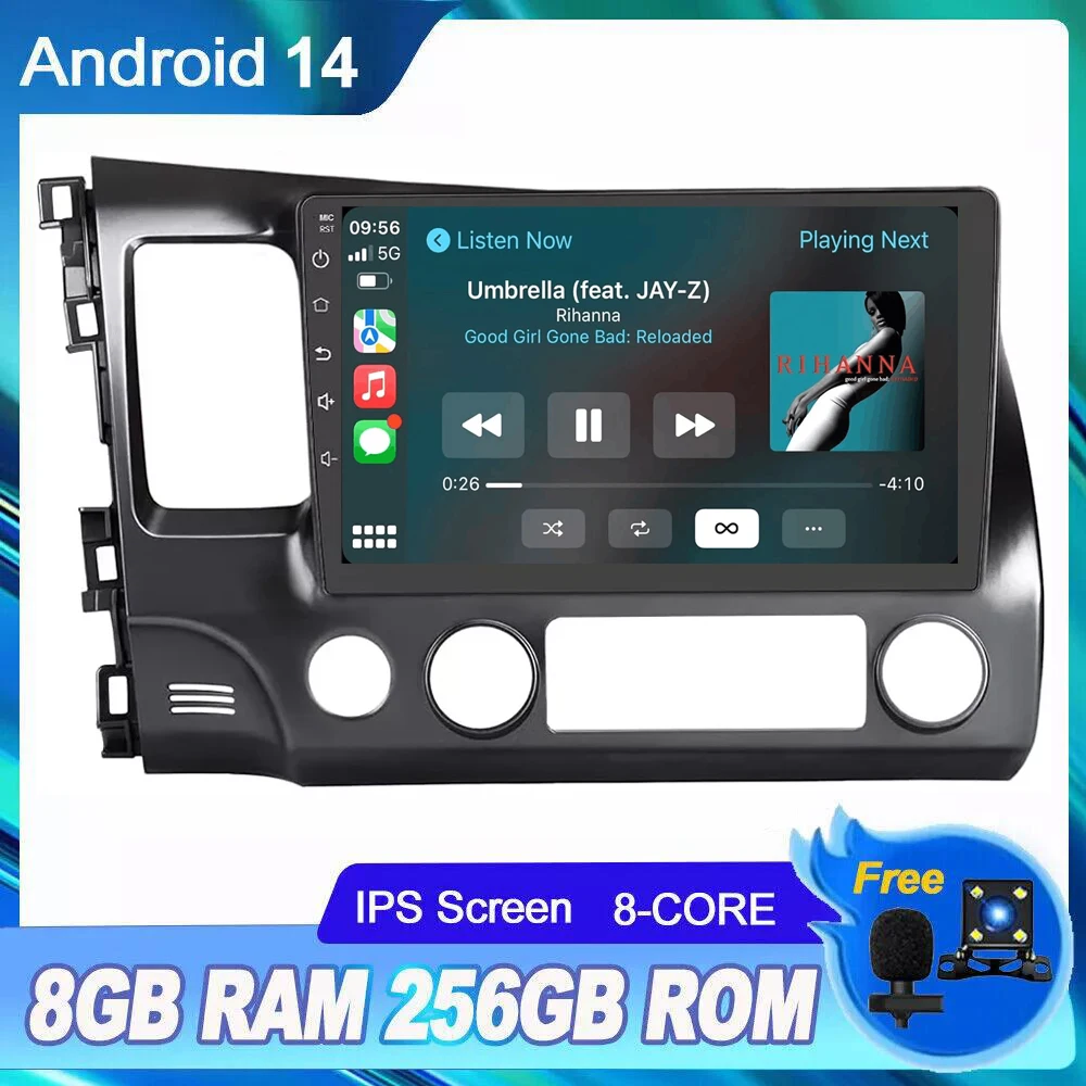 

Android 14 Car Stereo Radio Multimedia Player For Honda Civic 8 2005 - 2012 GPS Head Unit 4G WIFI Carplay Auto Mirror link