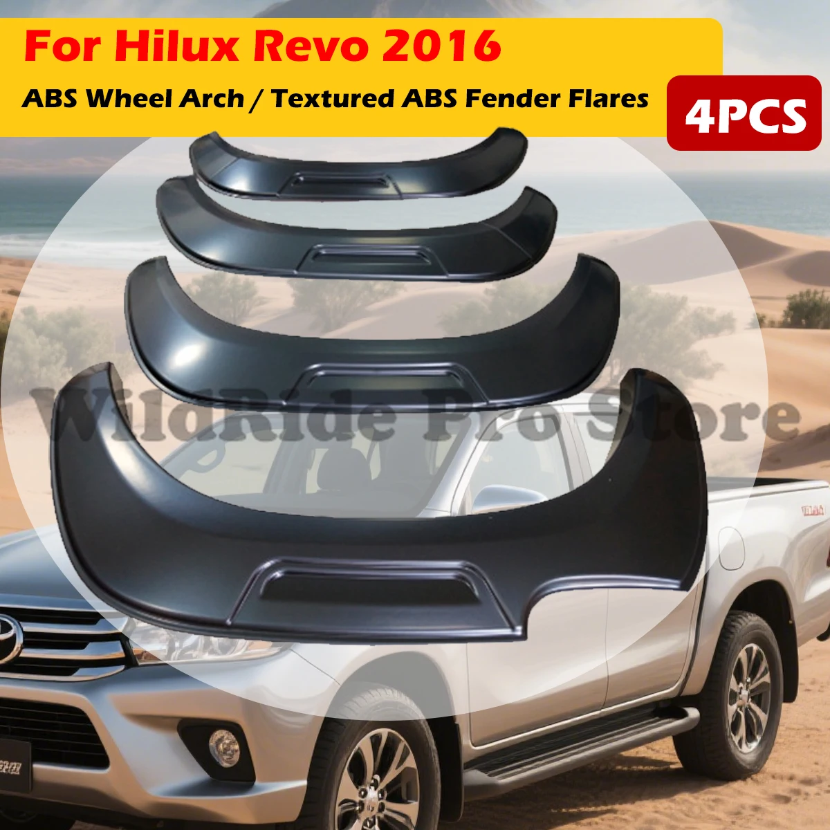 

Heavy-Duty Textured ABS Fender Flares for Toyota Hilux Revo 2016+ Pickup Wheel Arch Extensions for Off-Road Protection