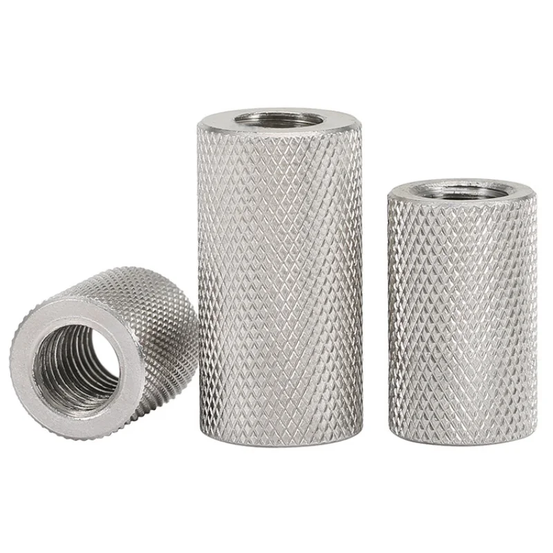Tuerca de acoplamiento moleteada redonda de acero inoxidable 304, M2, M2.5, M3, M4, M5, M8, M10, M12, M14, M16, Tuercas de extensión larga para apretar el pulgar