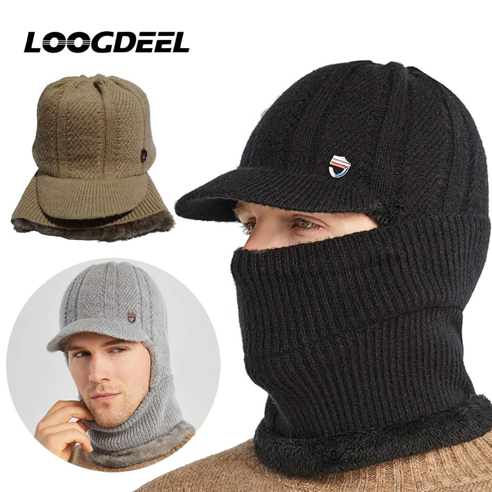 LOOGDEEL Winddichte Schalldämpfer-Strickmütze, verdickter Gehörschutz, Outdoor-Sport, Radfahren, Skifahren, Winter, Wärme, gemütliche Wollmütze