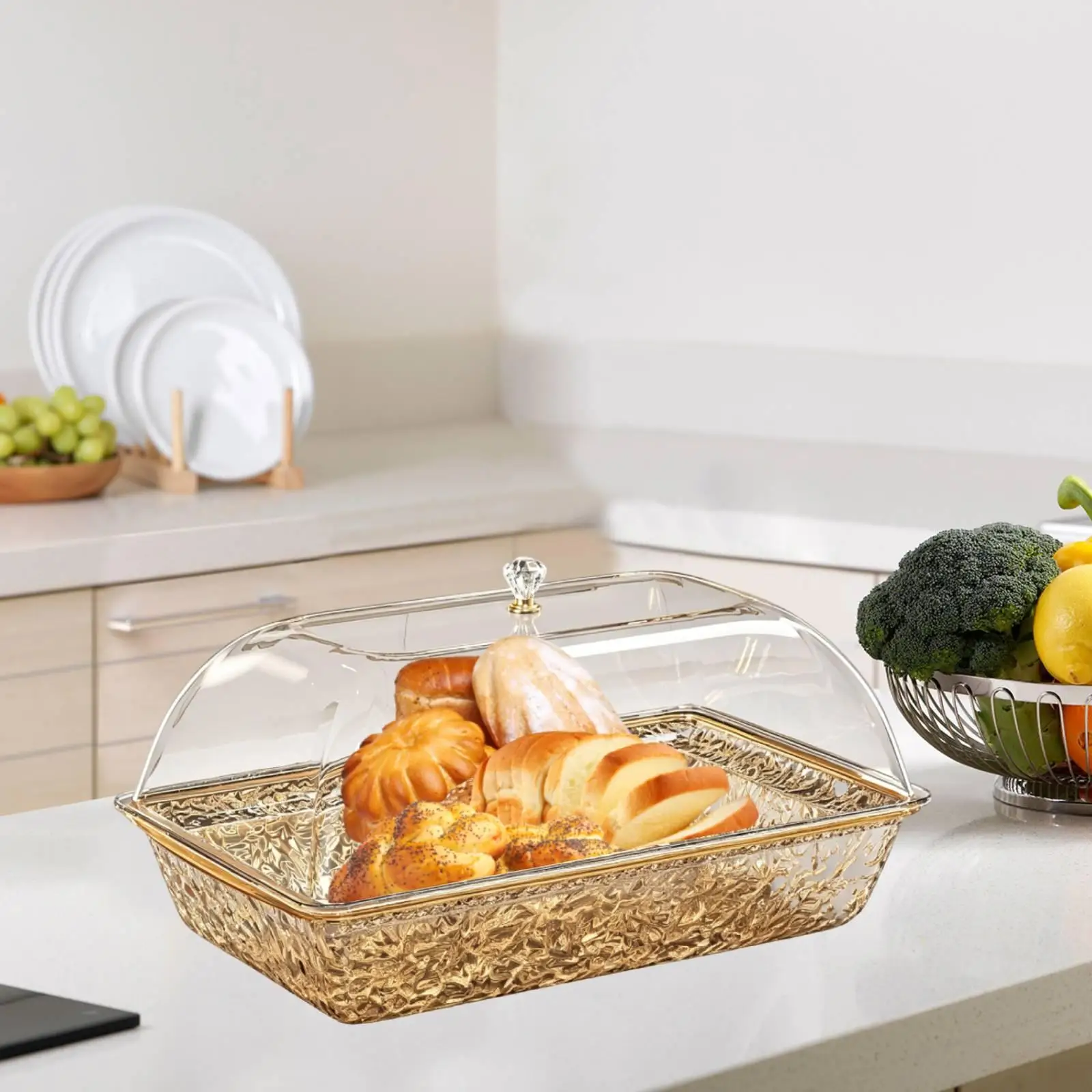 Chilled Serving Tray Food Prep Storage Bowl Portable Dustproof Cocktail Rectangular Sturdy Seafood Charcuterie Serving Board