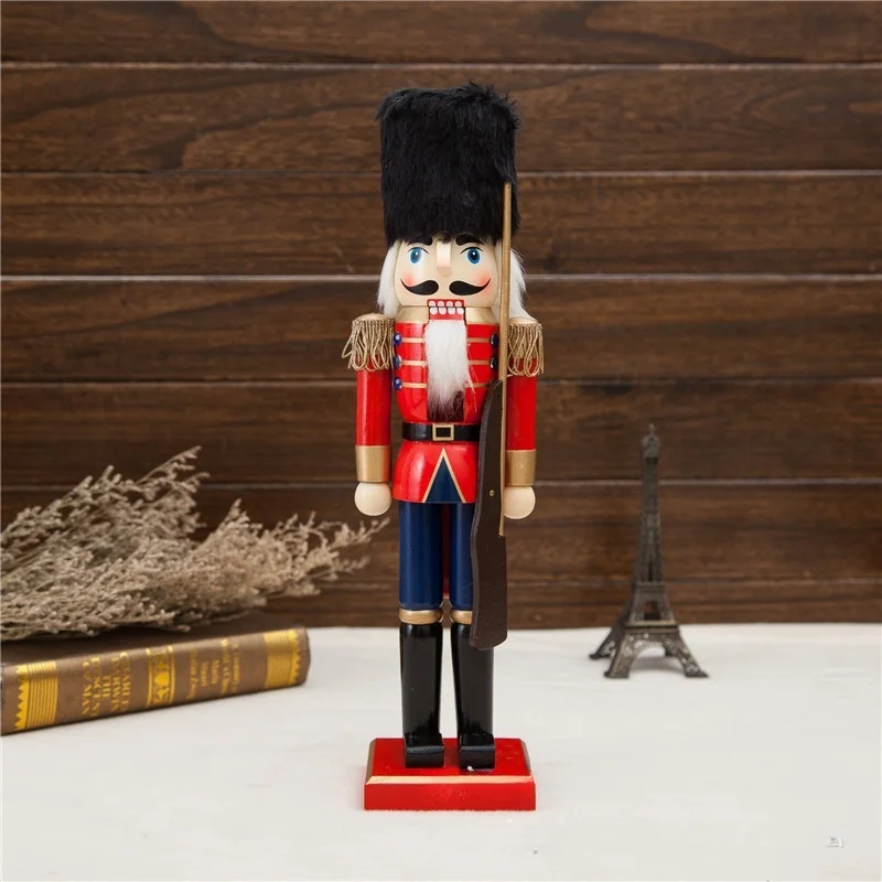 38cm Wood Nutcrackers For Hoom Room decoration,2 pieces Wood King Figures,sculptures & figurine