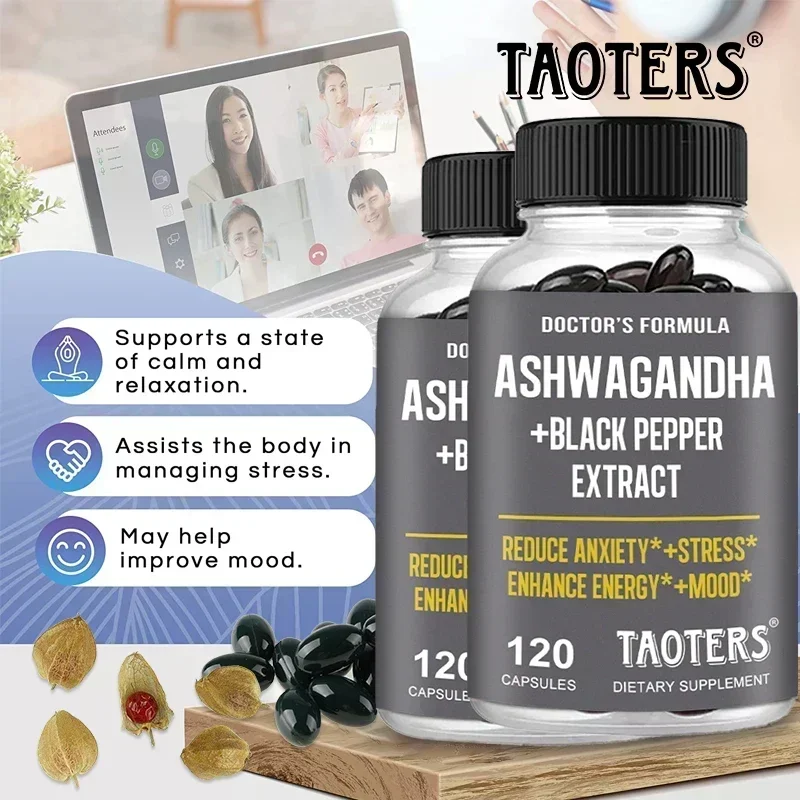 Ashwagandha Black Pepper Extract Boosts Energy and Mood, Naturally Relieves Stress for Men and Women