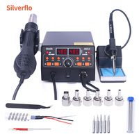 Silverflo 902D-III 750W Hot Air Soldering Station 2 In 1 Welding Station with Sleep Mode, 3 Preset Channels for SMD Rework