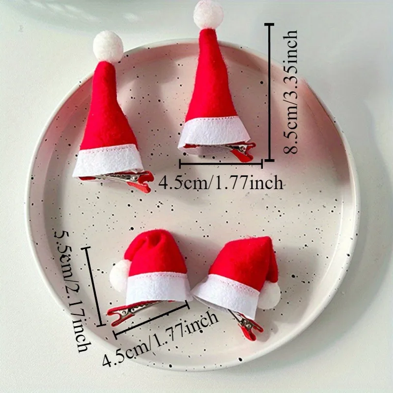 1/12 pezzi carino mini fermagli per capelli cappello da Babbo Natale rosso bianco design festivo perfetto look natalizio feste adorabili accessori per capelli