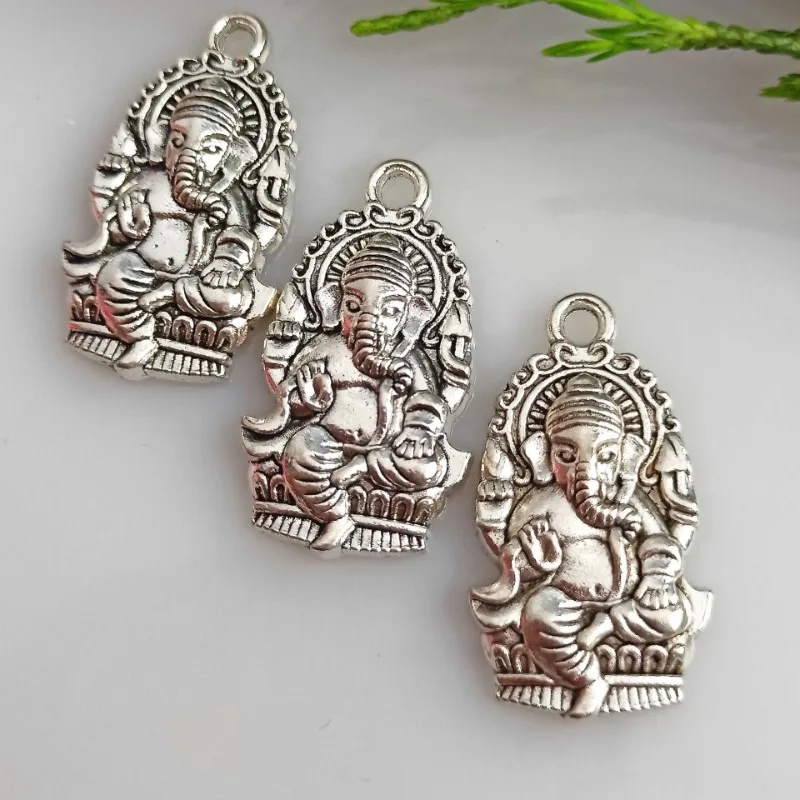 100pcs Antique Gold Color Ganesha Buddha Elephant Charms Pendants Beads for Necklace DIY Jewellery Making