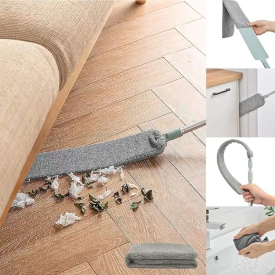 

Dust Brush Under Appliance Microfiber Duster with Extension Pole 40 to 55 inches Bendable Washable Extendable Gap Dusters for S