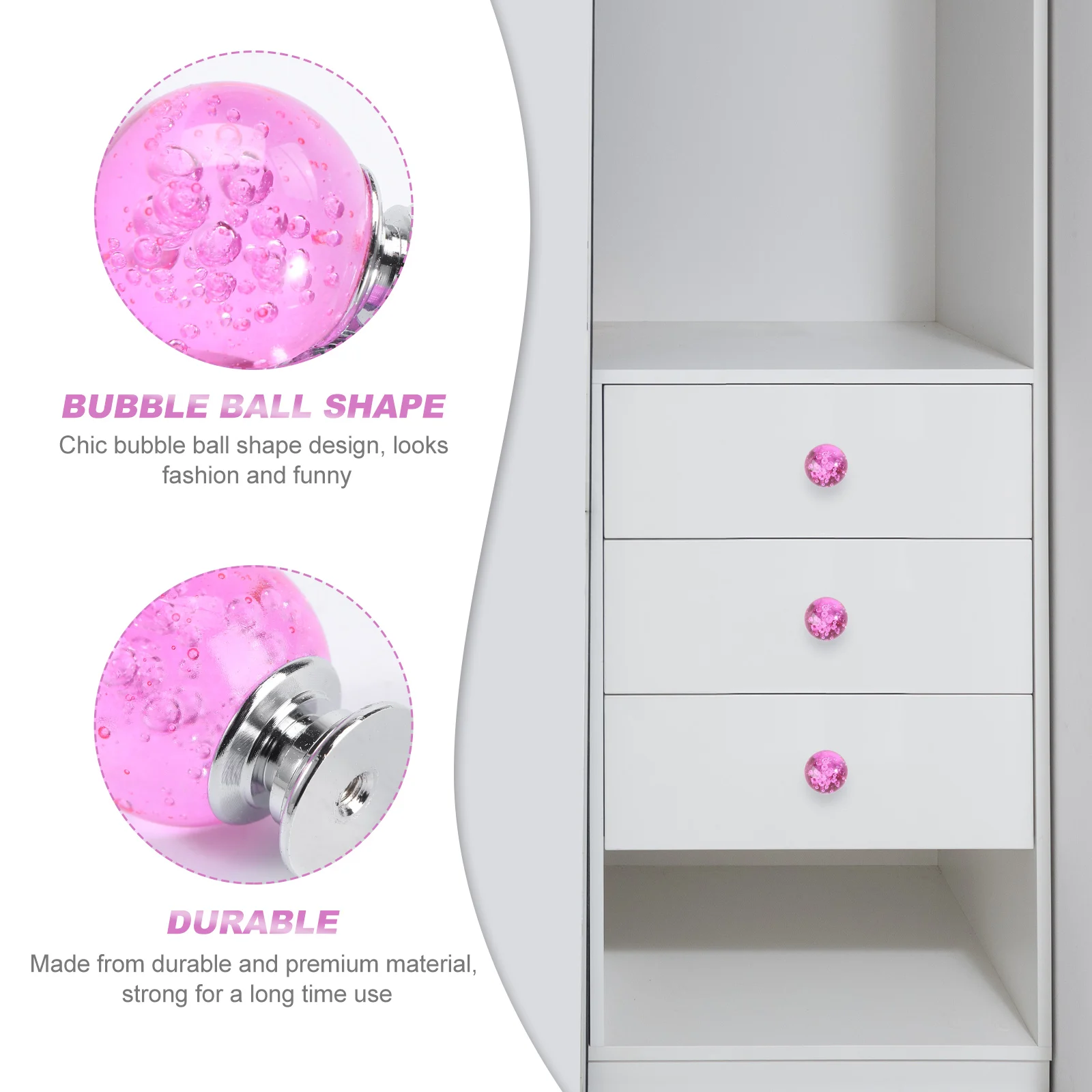 

4Set Bubble Ball Knob Drawer Handle Silver Base for Cabinets Drawers Dressers Wardrobe Home Office Yellow 1 Screw Pack