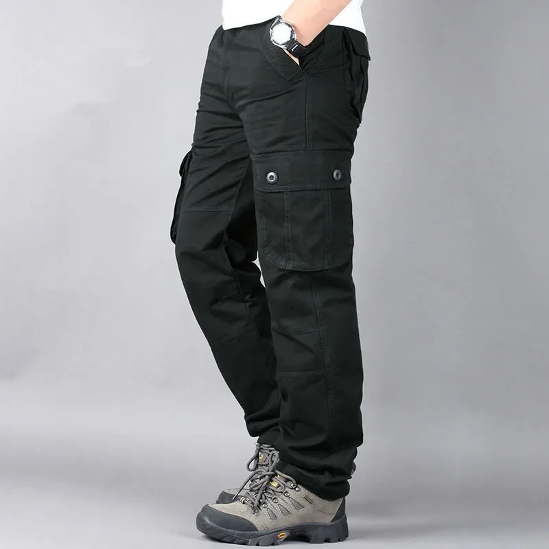 

Men's Military Cotton Cargo Pants Overalls Spring Autumn Casual Multi Pocket Baggy Tactical Army Straight Slacks Long Trousers