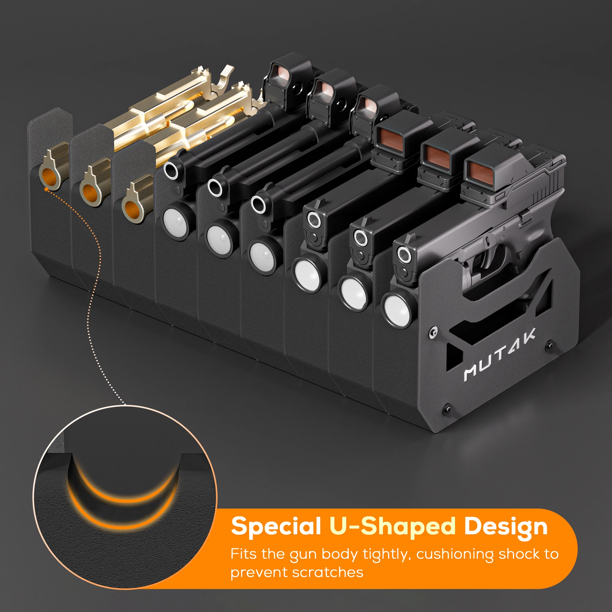 3/6/9 DIY Foam Pistol Rack for Gun Safe,Slots U-Shaped Gun Slots Handgun Rack-Fit Most Size Firearm Revolver Pistols Holder