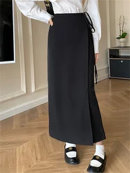 PLAMTEE 2023 New Slim Mid-Length Skirts Women Autumn Chic Office Lady High Waist Casual Camping Solid Work Wear Gentle Bodycon