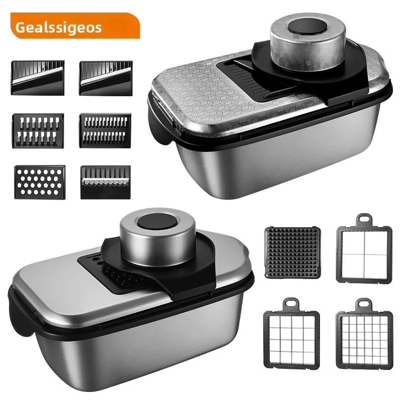

New Cross-border 304 Stainless Steel Multifunctional Vegetable Cutter Potato Shredder Household Slicer Grater Manual Operation
