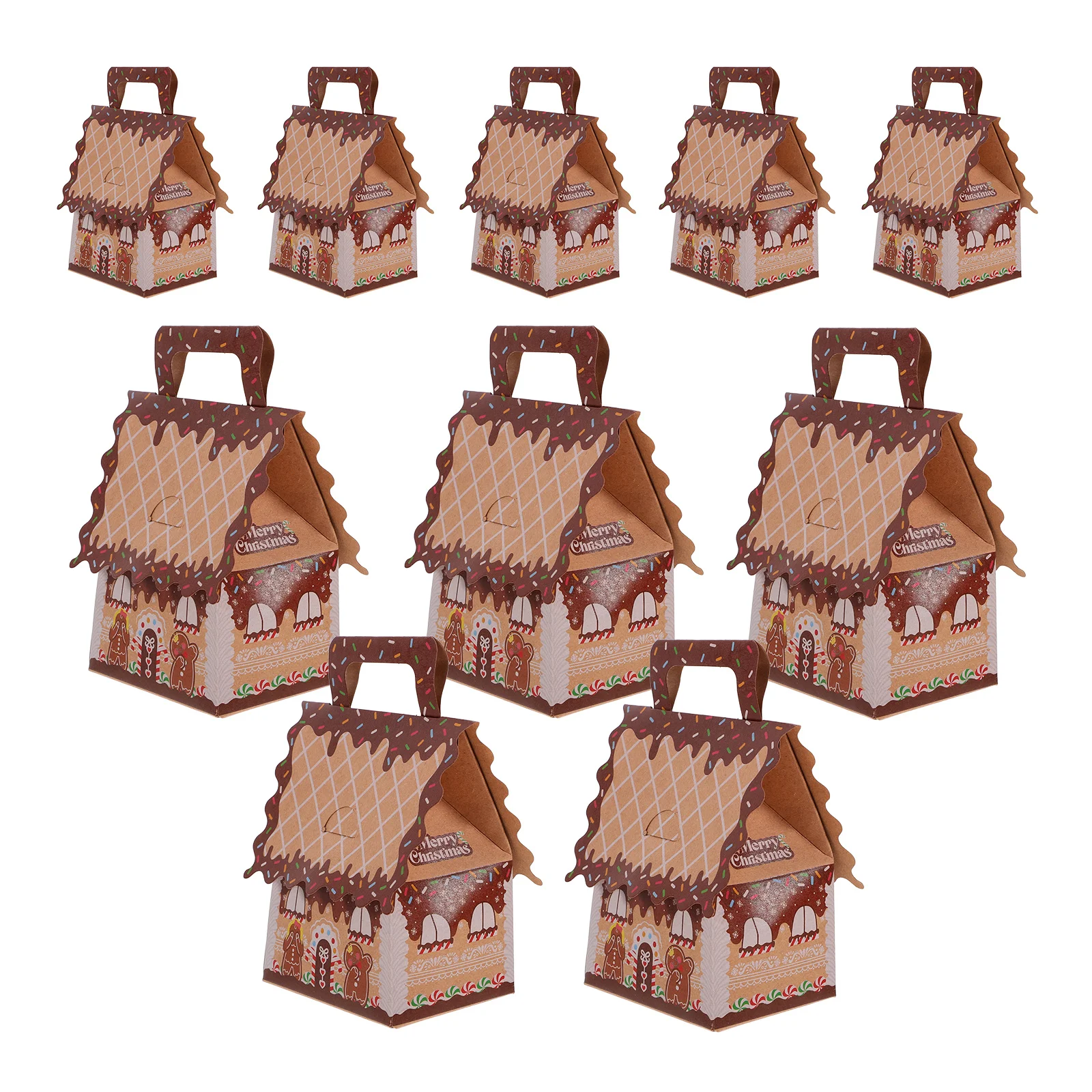 

10 Pcs Gingerbread House Candy Box Christmas Favor Boxes Party Gift Bulk Decorations Treat Paper Favour