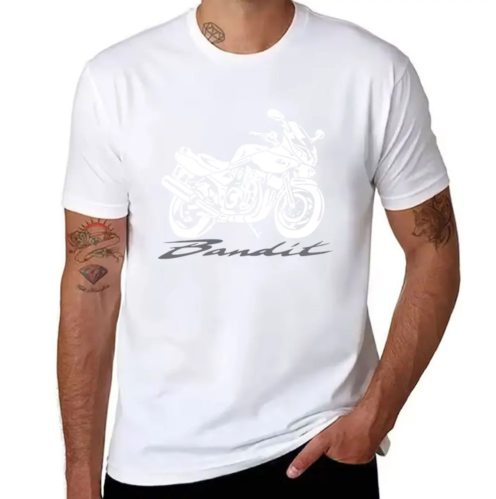 Men's Cotton Bandit Script Print T-shirt Casual Crew Neck Short Sleeve Tees for Daily Wear