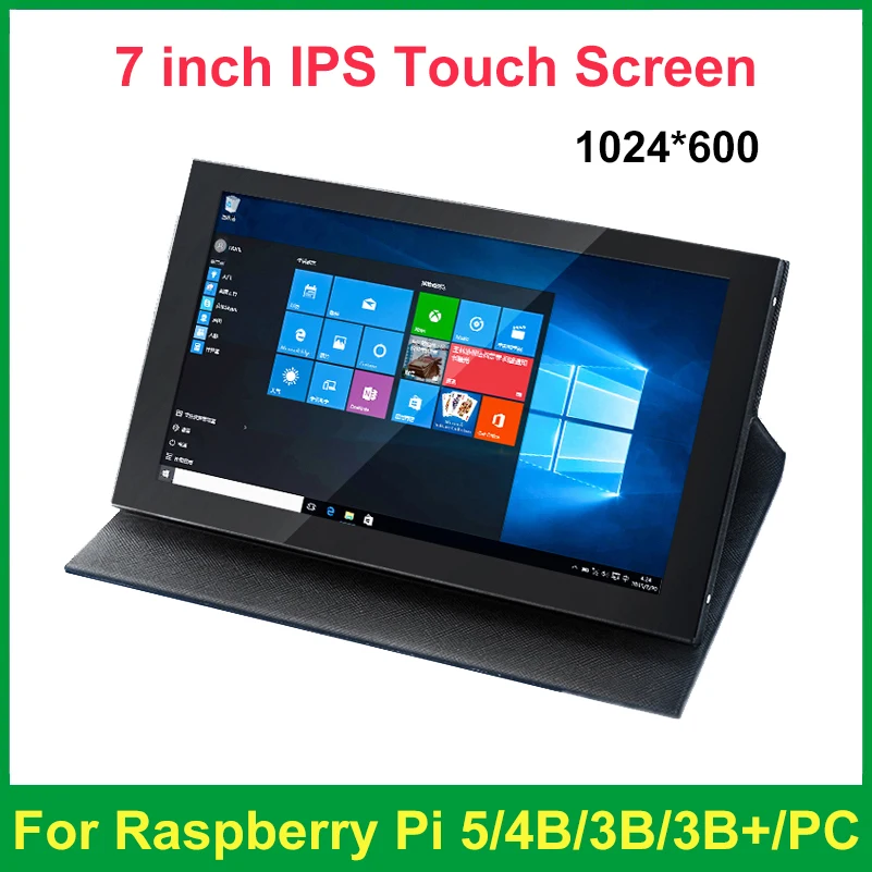 7 Inch IPS Touch Screen 1024x600 LCD HDMI-compatible Display Monitor with Protect Shell for Raspberry Pi 5 4B 3B PC Windows