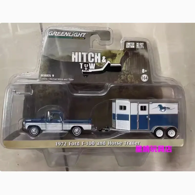 GreenLight 1/64 Ford F-100 F-150/Silverado/2017 Ram 2500/2014 Ram 1500/T2 Flatbed Traller Alloy Car Model Holiday Gifts Toys