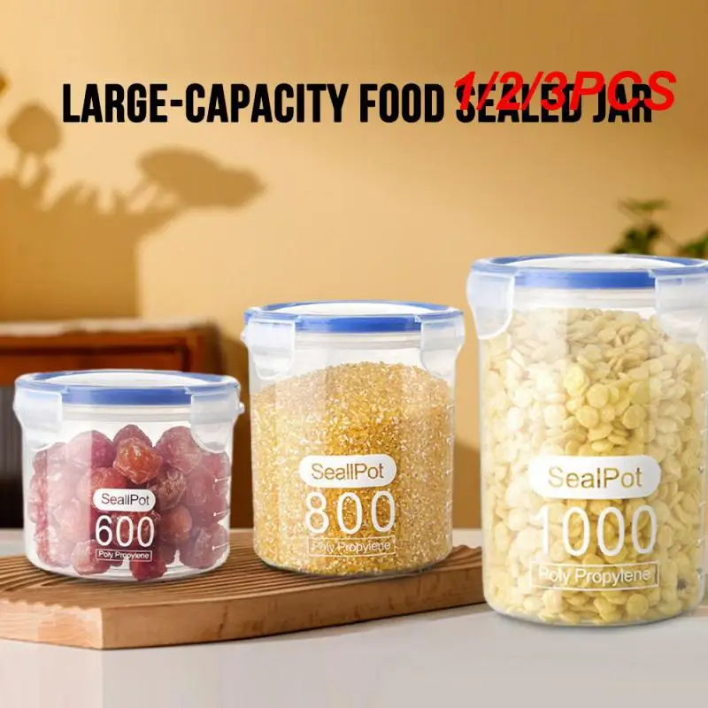 1/2/3PCS Food Storage Box Sealed Plastic Cereal Candy Dried Jars With Lid Fridge Storage Tank Containers Household Item Kitchen