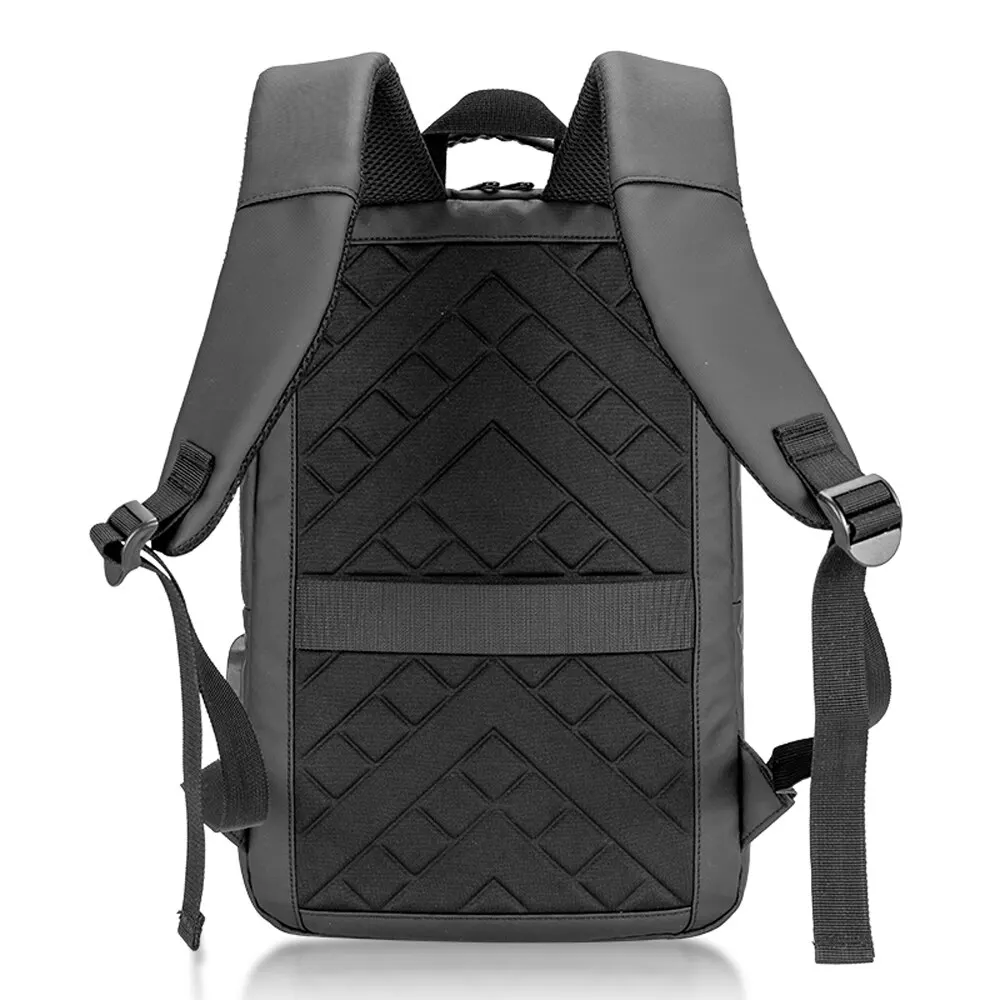 Quality PU Covered Black Gray High School Use 16.5 Inch Travel Business USB Laptop Backpack