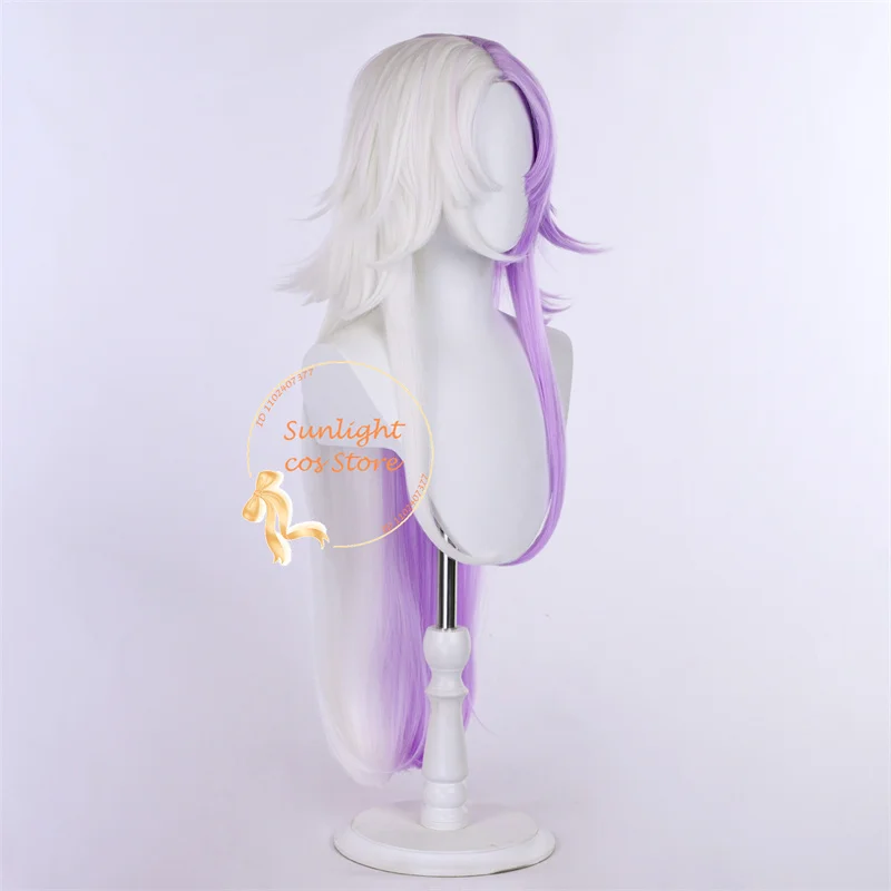 Anime Cos Cosplay 100cm Long Sigma Cosplay Wig Purple White Sigma Wigs Heat Resistant Synthetic Hair + Wig Cap