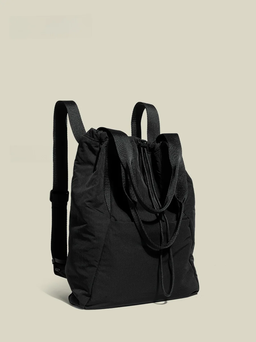 Unisex Nylon Fitness Backpack Drawstring Underarm Bag Large Capacity Multi-Functional Casual Simple Style Waterproof Sports Bag