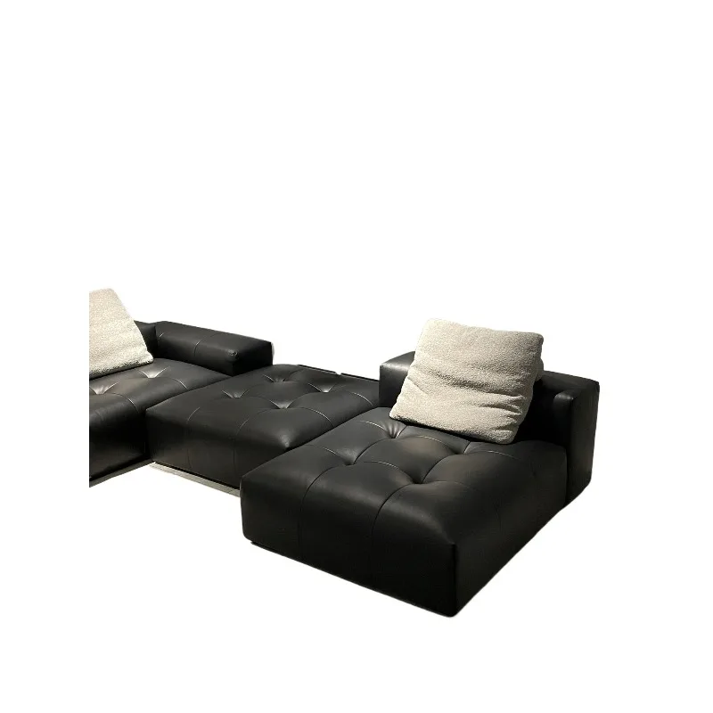 Free modular combination sofa, large flat-layer Italian minimalist all-leather pixel sofa