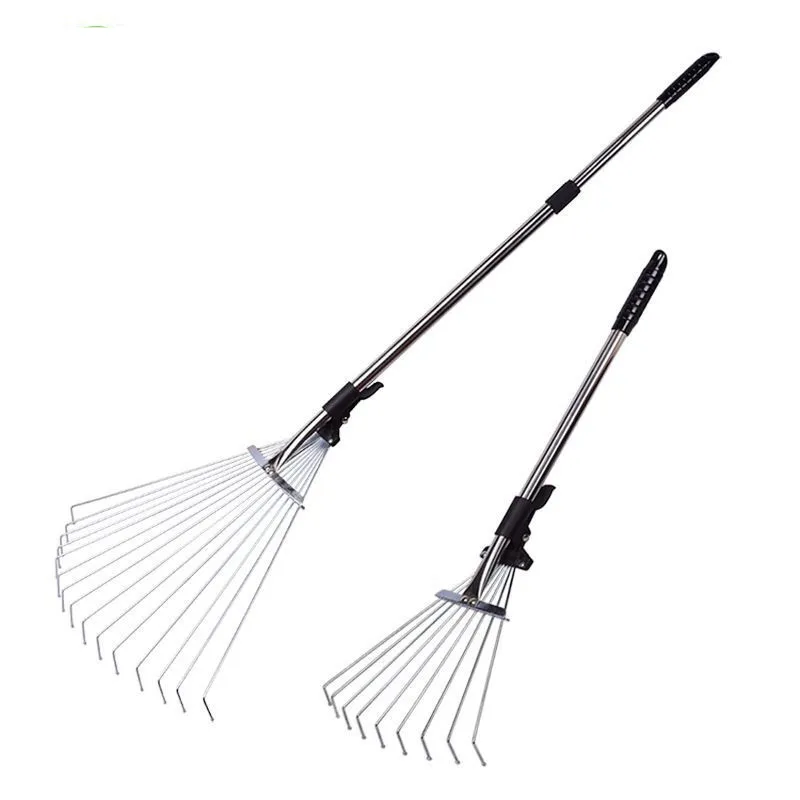 

2025Hot Sales Lightweight Adjustable Professional Collect Leaves Garden Metal Grass Rake With Expanding Handle