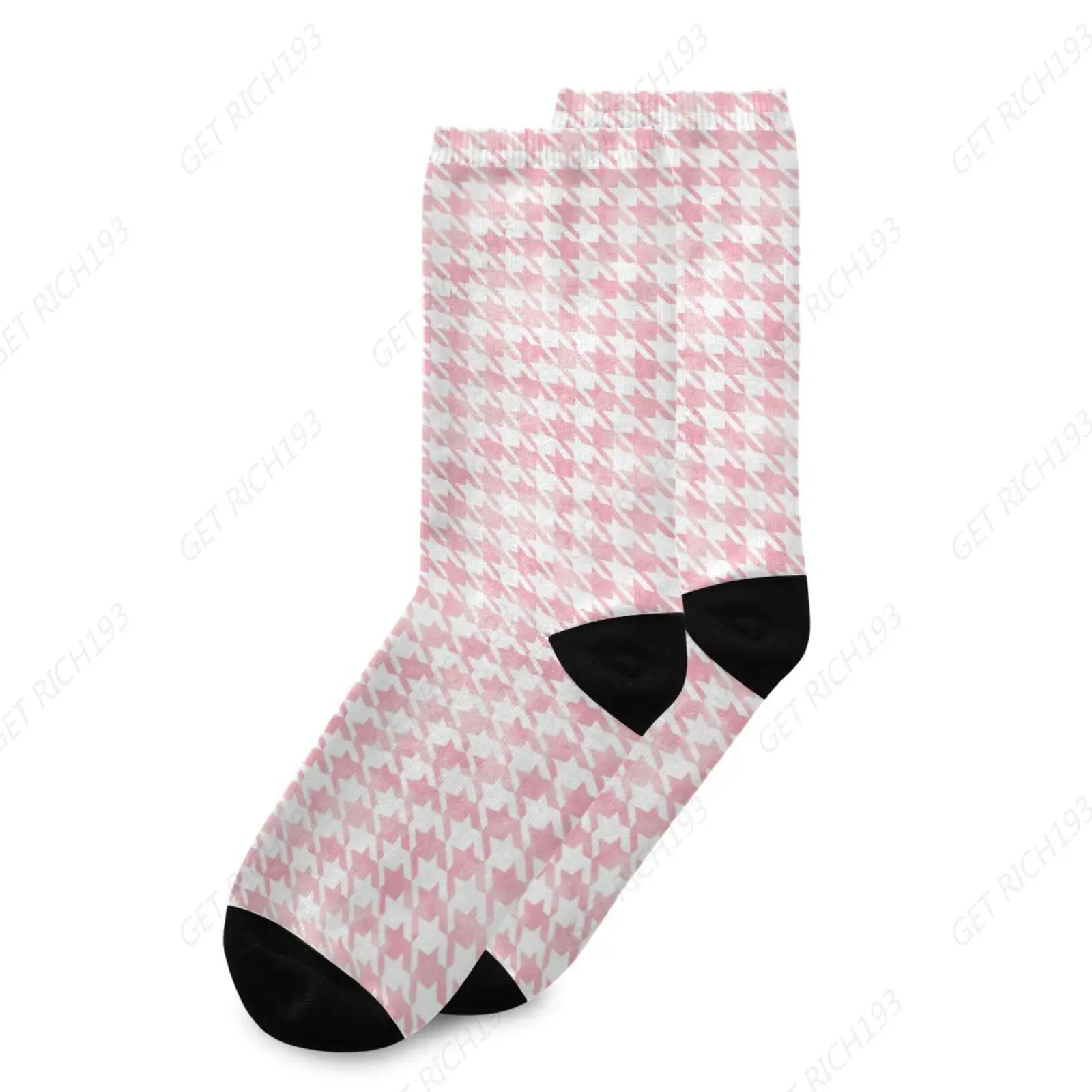 Light Pink Houndstooth Plaid Socks Women Men Short Stockings Unisex Sock for Running Athletic Hiking Cycling 1 Pair