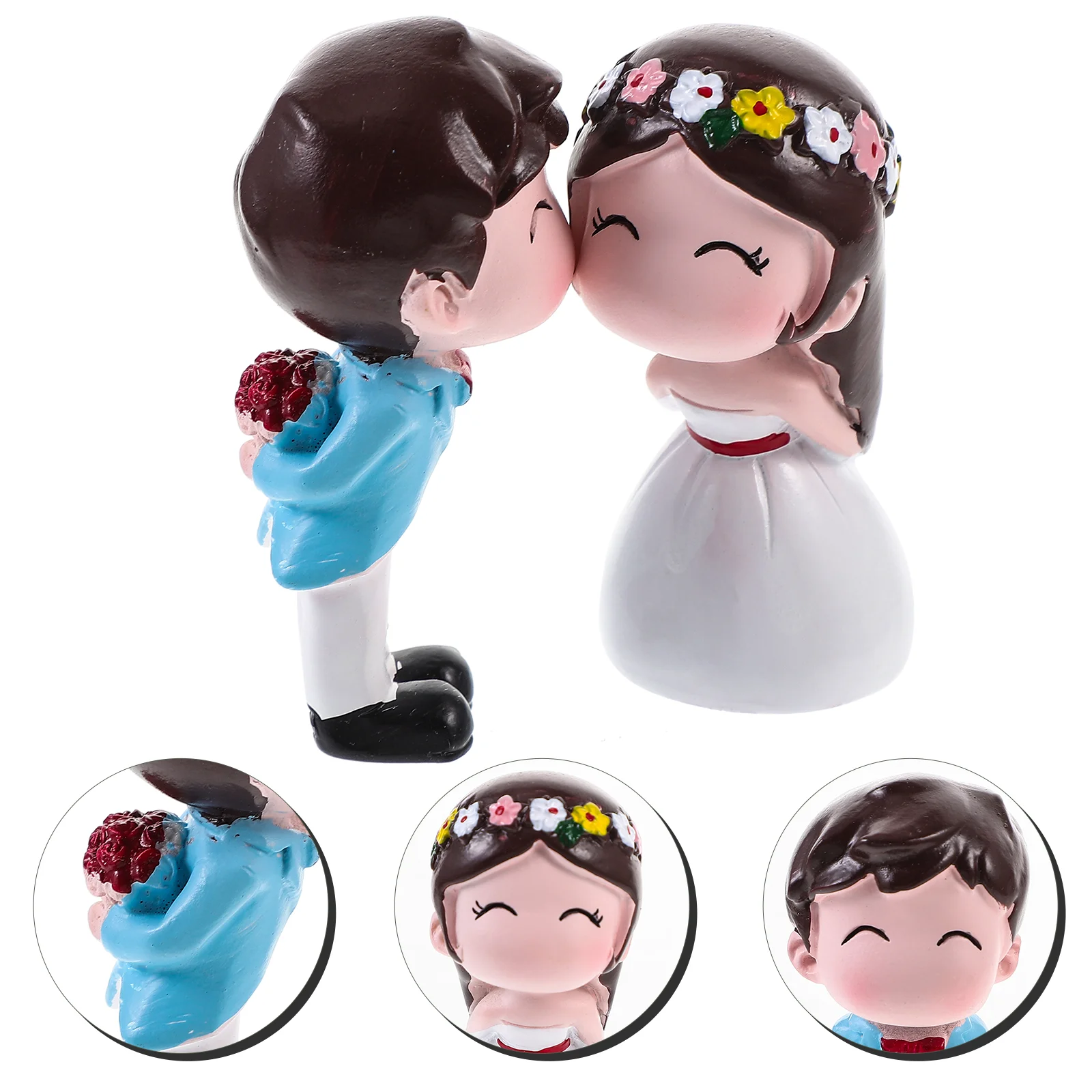 

1 Pair Wedding Cake Ornament Cake Resin Ornament Kiss Couple Cake Ornament Creative Cake Decoration kiss couple decoration