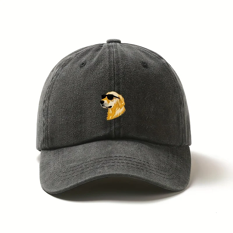 Gorra de béisbol negra vintage lavada 2026, nueva, con estampado genial de Golden Retriever, ajustable, estilo Dad Hat, unisex, casual, streetwear