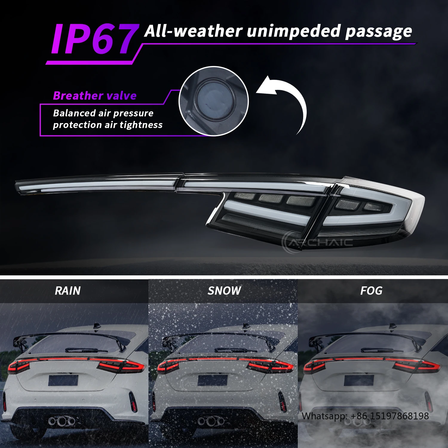 المصابيح الخلفية LED القديمة لـ 1th Gen Honda Civic مصباح خلفي للسيارة 2022-2025 مصباح سيارة هاتشباك FL سلسلة Type-R ضوء خلفي #4