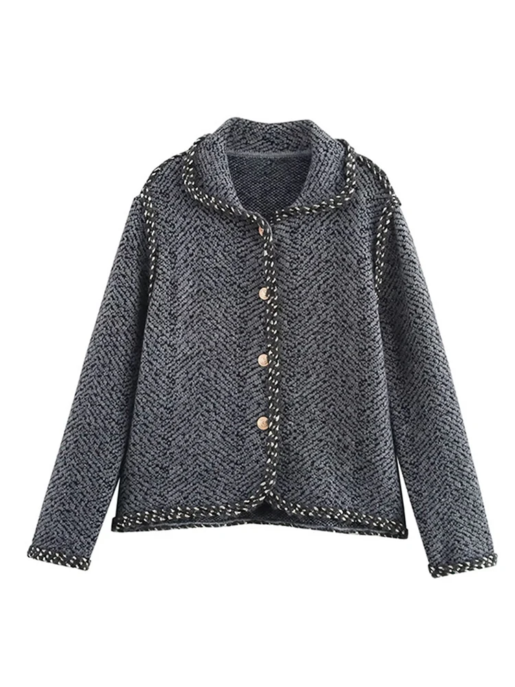 

Patchwork Lapel Single Breasted Jackets Women Casual Loose Long Sleeved Jacket Female Spring Chic Daily Style Outwear Tops