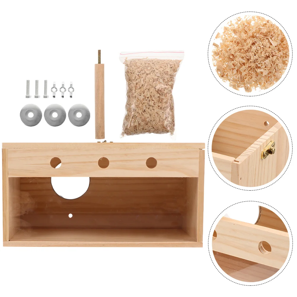 

Transparent Breeding Box Wooden Bird Nest For Parrots Budgies Cockatiels Hanging Shelter Warm Safe Outdoor Indoor Decor Pet