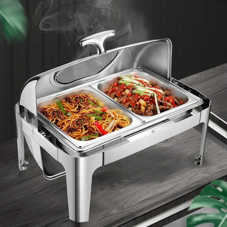 High Quality Economy Roll Top Chaffers Chaffing Dish Stainless Steel Chafing Dish Heater Food Warmer