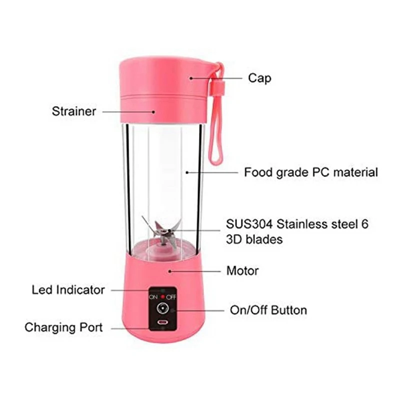 L65A-Electric Fruit Juicer Blender Portable Handheld USB Personal Milk Smoothie Maker Mixer Cup For Home Picnic Office