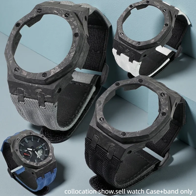 

Ga2100 Gm2100 Корпус из углеродного волокна Нейлоновый ремешок для часов Casio G-SHOCK Ga-2100 2110 Gbm2100 Modifie Сверхлегкий мужской ремешок для часов с рамкой