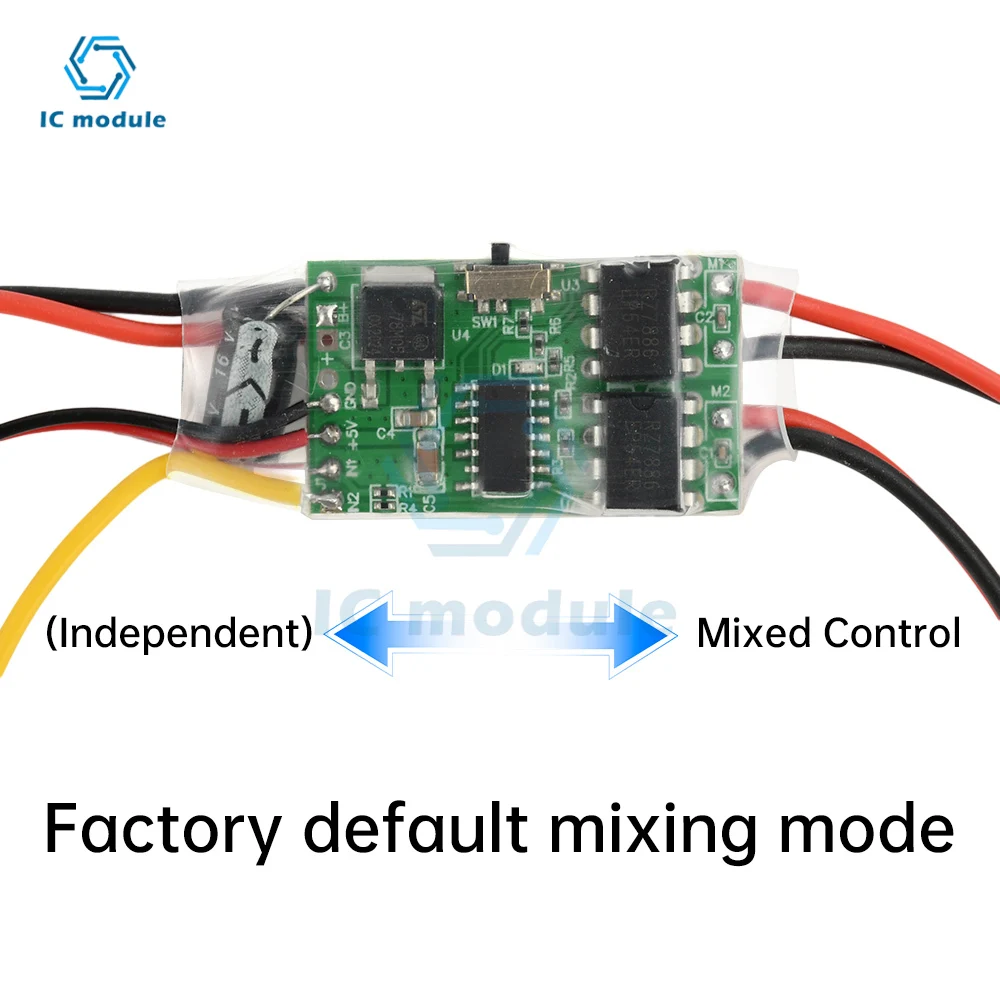 Dual Way Bidirectional ESC Brushed Electric Speed Controller Mixed Control ESC 6-15V for RC Tank 2S 3S Li-ion Battery