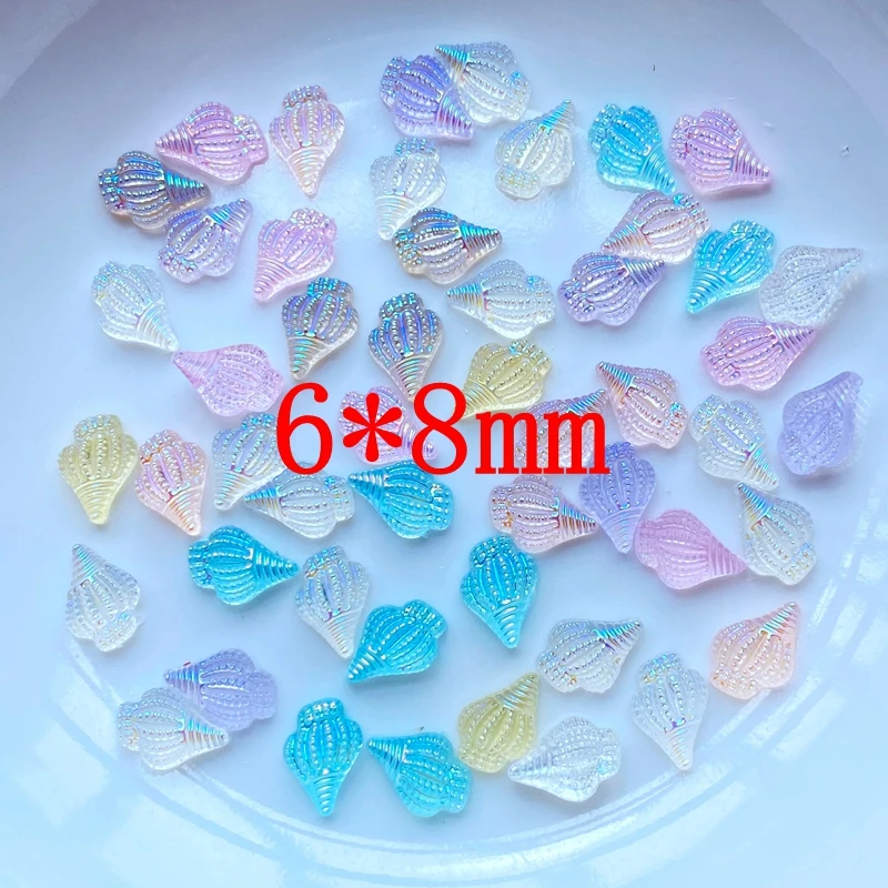 100Pcs New Cute Mini Small Conch Resin Figurine Crafts Flatback Cabochon Ornament Jewelry Making Hairwear Accessories