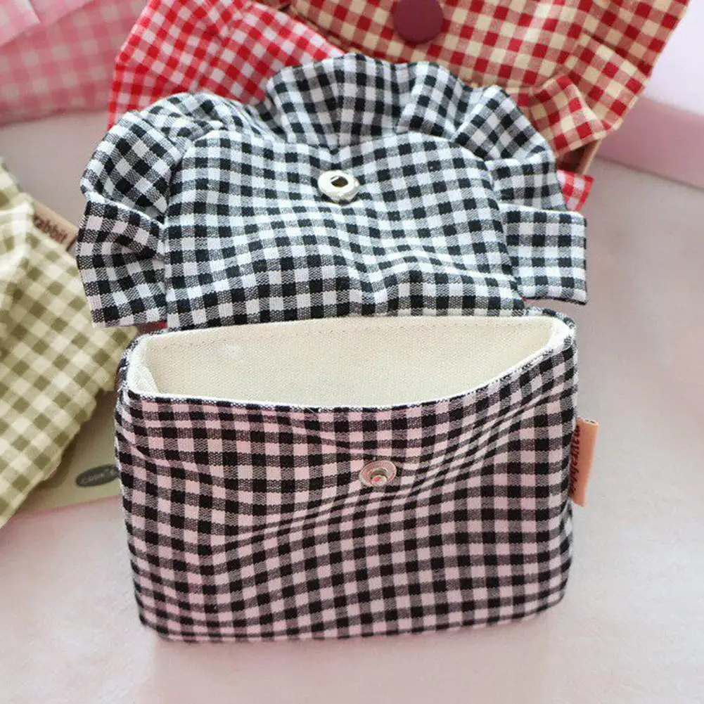 Cute Checkered Pocket Purse for Women Portable Storage Bag for Cash, Cards, Sanitary Napkins & Small Essentials for Girls Gifts view 6