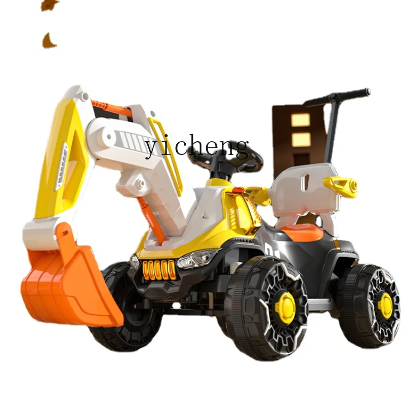 YY Children's Excavator Toy Car Can Sit Boy Engineering Car Remote Control Excavator