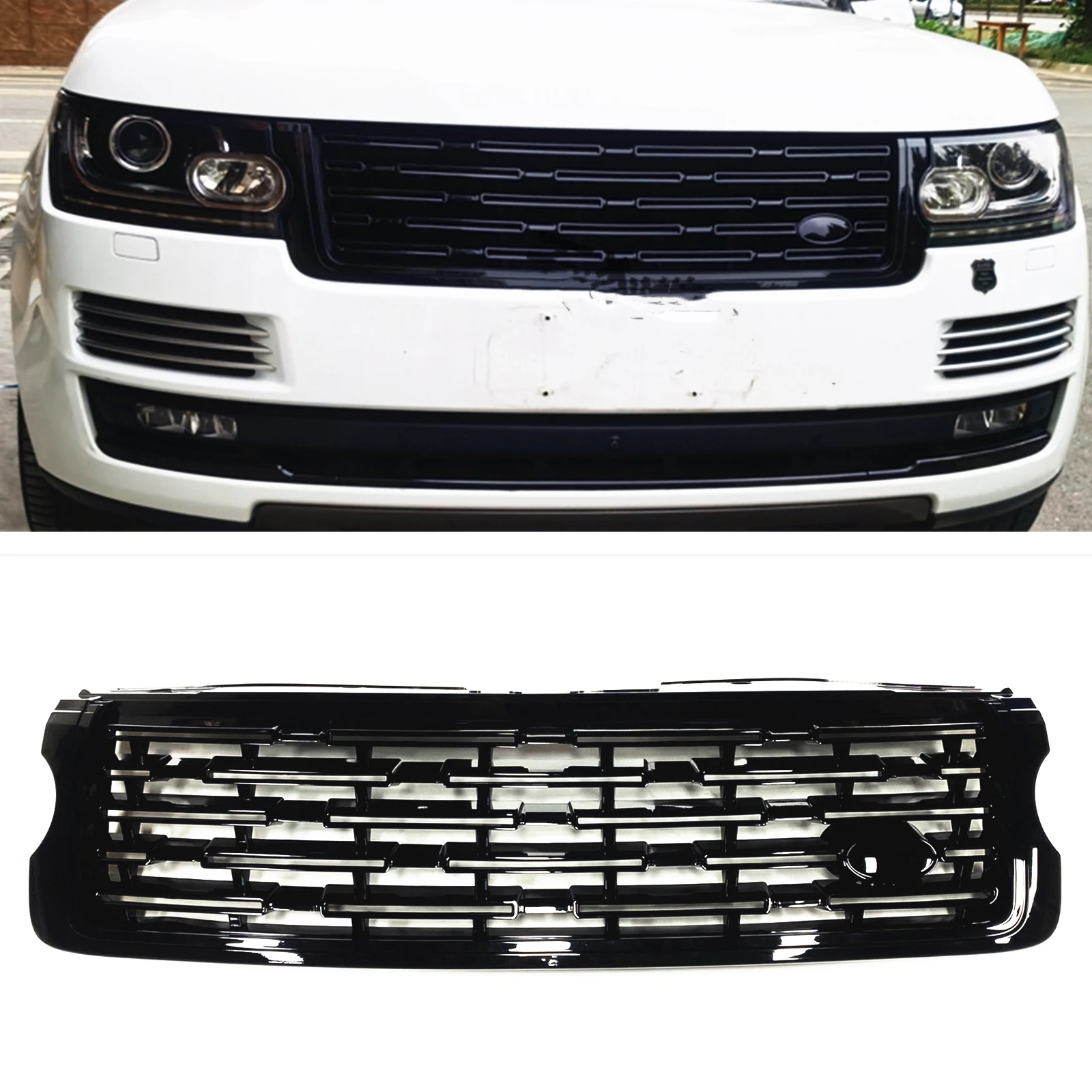 Car Front Grille Racing Grill Hood Cover Mesh Grid Replacement For Land Rover Range Rover Vogue L405 2013-2017