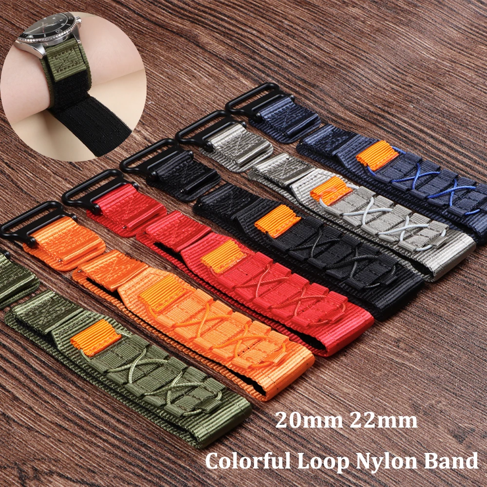 20mm 22mm Bracelet Sport Watch Strap Replacement Colorful Loop Nylon Band Universal Wristband Belt Men&Women Watch Accessories