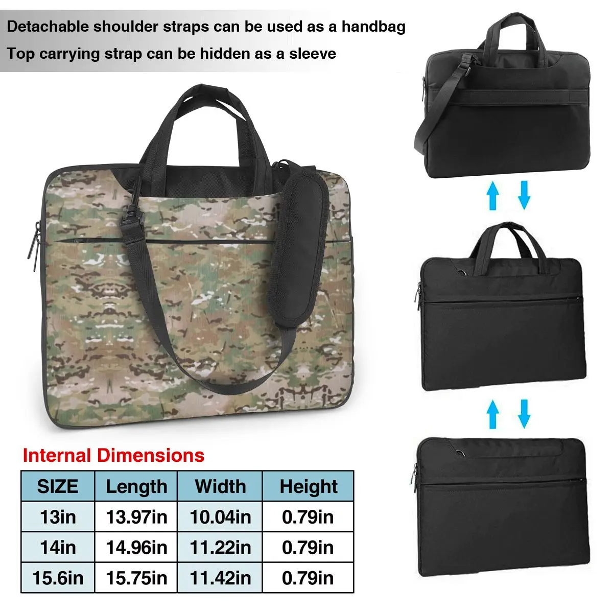 Imagem -02 - Bolsa para Laptop Manga Multicamadas Camuflagem Maleta Bolsa Britânico Verde Spirt 13 14 15 15.6 Bolsa de Computador Comercial para Macbook Pro