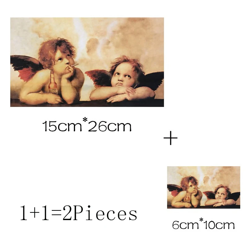 2Pcs/Lot Angel Cupid Cute Iron On Patches Heat Thermal Transfer Stickers Ironing Application Adesivos For Children's Clothes