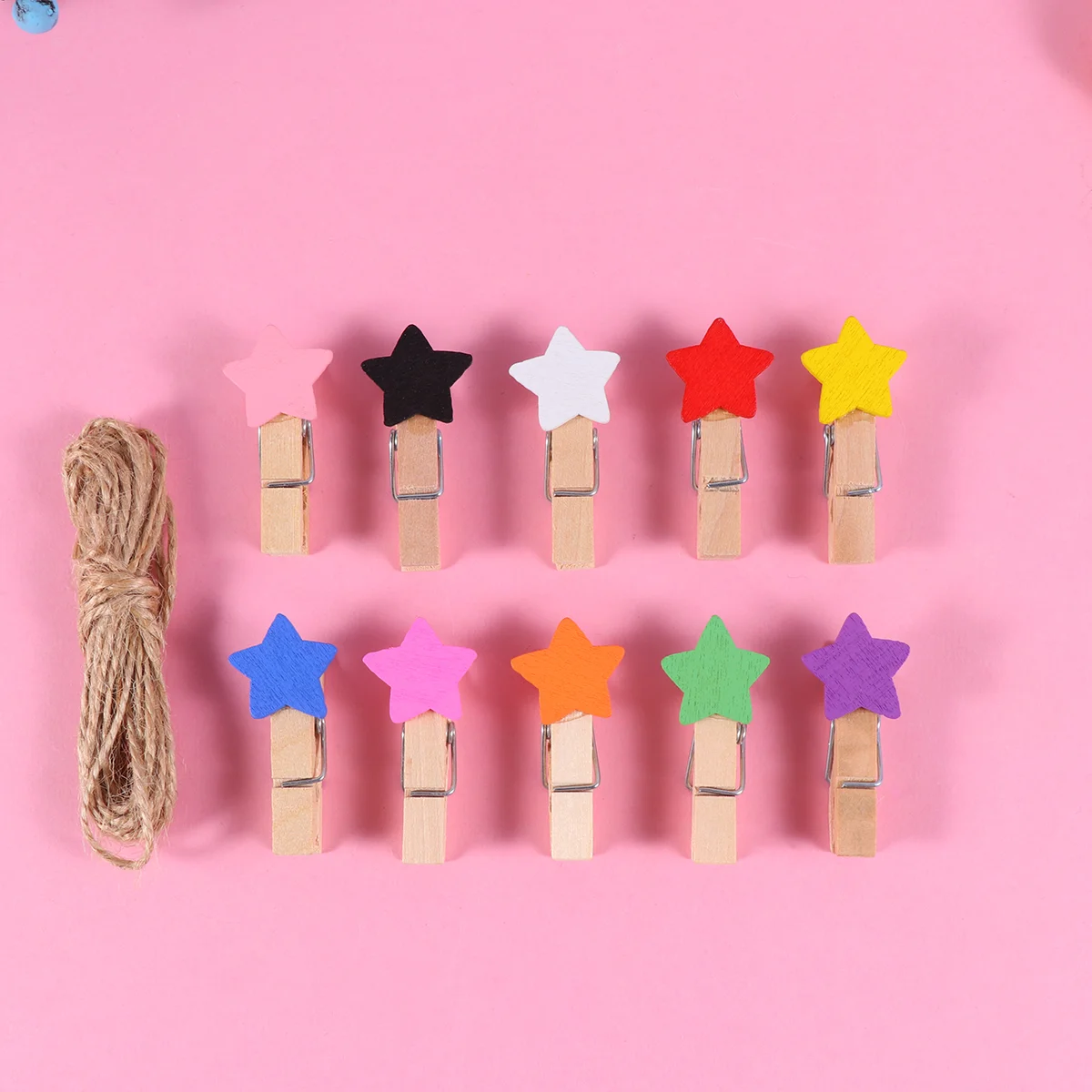 

100 Pcs DIY Star Photo Clip Paper Clips Wooden Toothpaste Squeezer Roller Bamboo