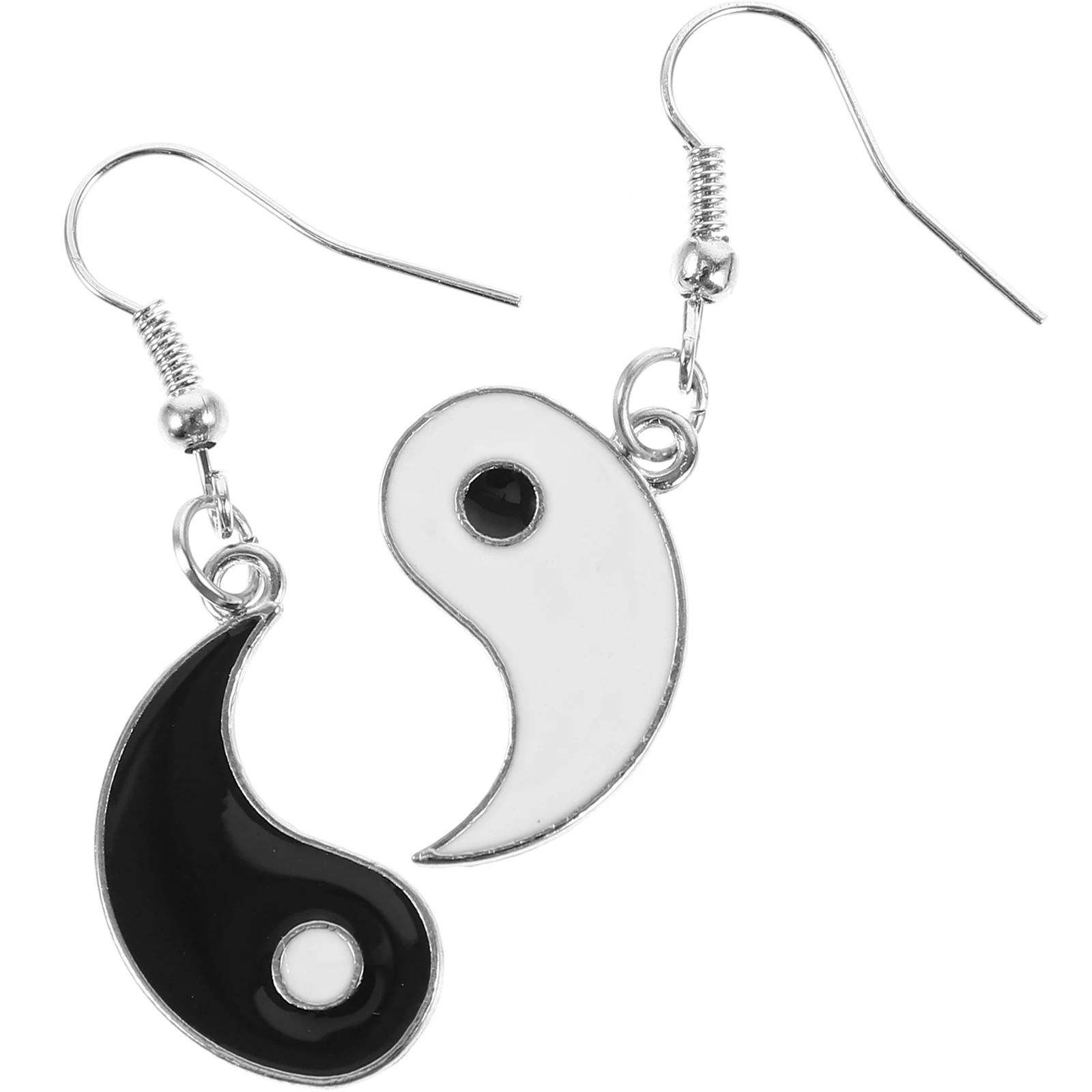 

Black White Earrings Tai Chi Symbol Asymmetric Ear Rings Women Lightweight Party Daily Wear Retro Style Charm Beauty
