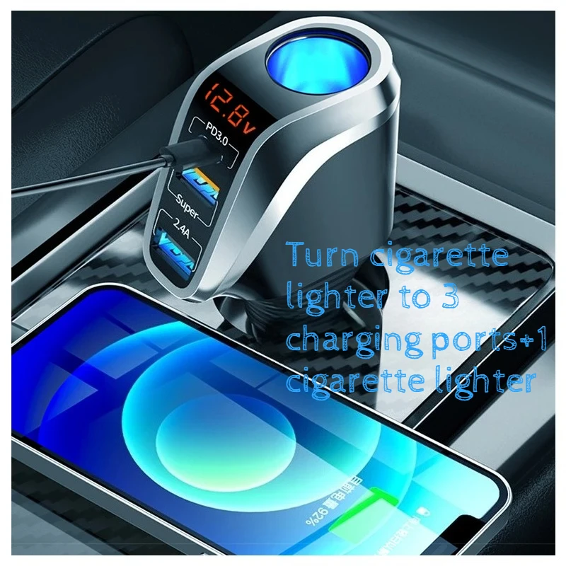 2026 New 180W USB QC3.0 Car Charger Super Fast Charging with PD 90W Quick  Charge Cigarette Lighter Socket for Phone for Lighter