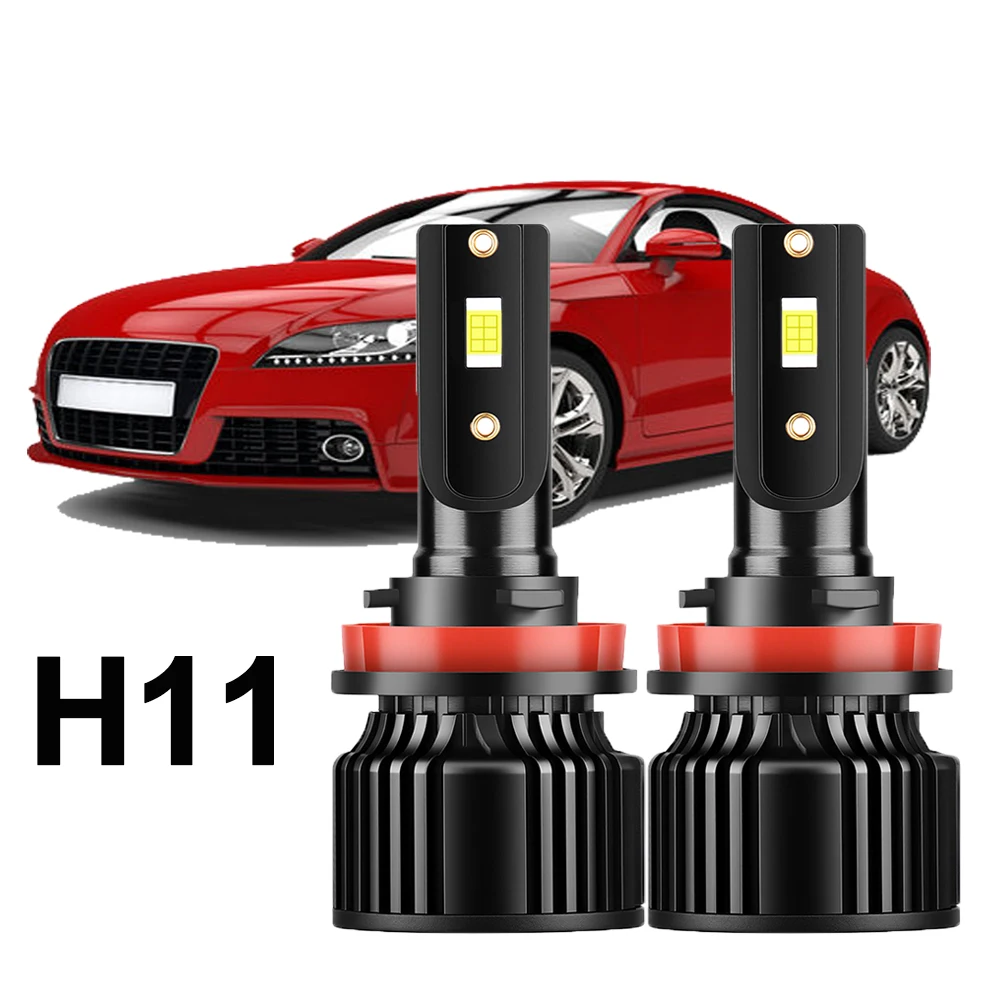 H11 Auto-Birne, Canbus-LED-Scheinwerfer, CSP 3570, 6000 K, weiß, Autoscheinwerfer, Licht 30000 lm, 12 V, Glühbirnen, interner Antrieb