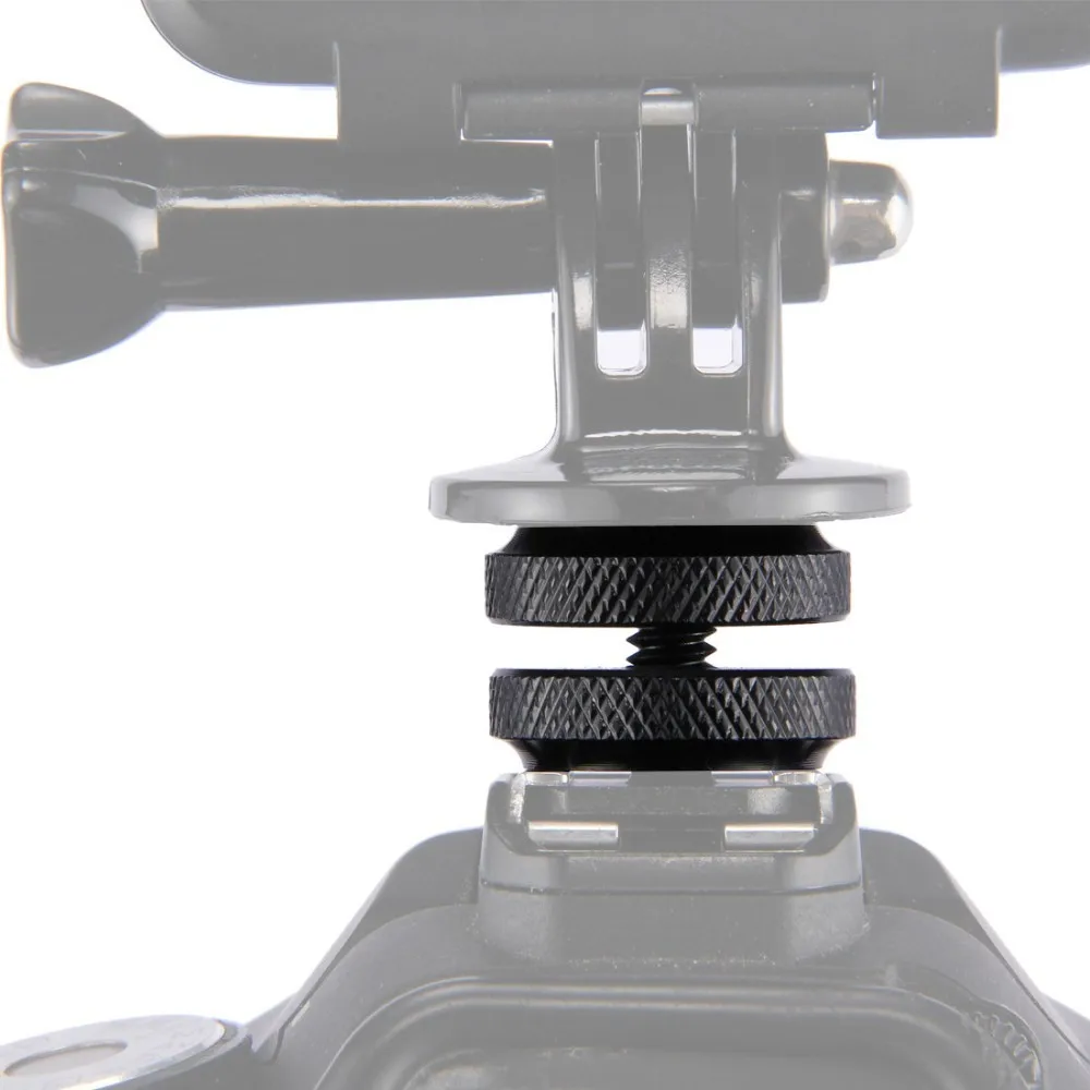 1/4" 3/8 inch Dual Nuts Tripod Mount Screw Black To Flash Hot Shoe Adapter For Camera Studio Accessory